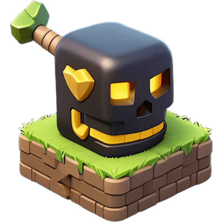 Clash of Clans aesthetic: Cinematic Playful Pixel 3D Key Emoji, rendered in a 3D vector-style similar to standard emojis with minimal shading and bold, simplified shapes. A compact, distinct form with signature details, softly glowing with a pixelated adventure charm. Simplified yet unmistakably iconic, highly detailed and consistent, glowing with a soft radiance and high shine. Stylized with a touch of classic pixel-art charm and a soft glowing outline, capturing the essence of a beloved gaming relic with a friendly, playful manner! emoji