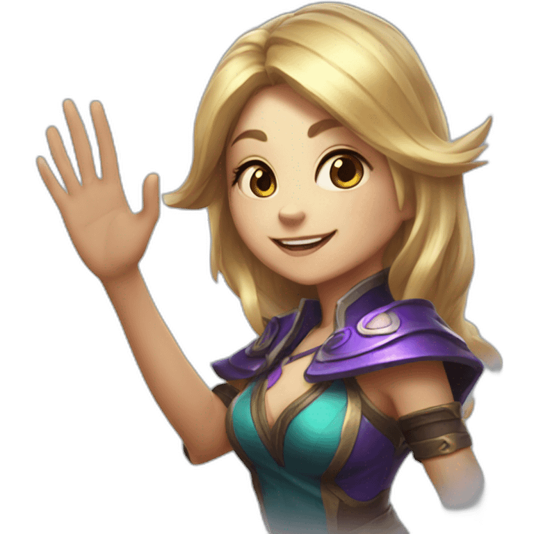 lulu from game league of legends who waves her hand hello emoji