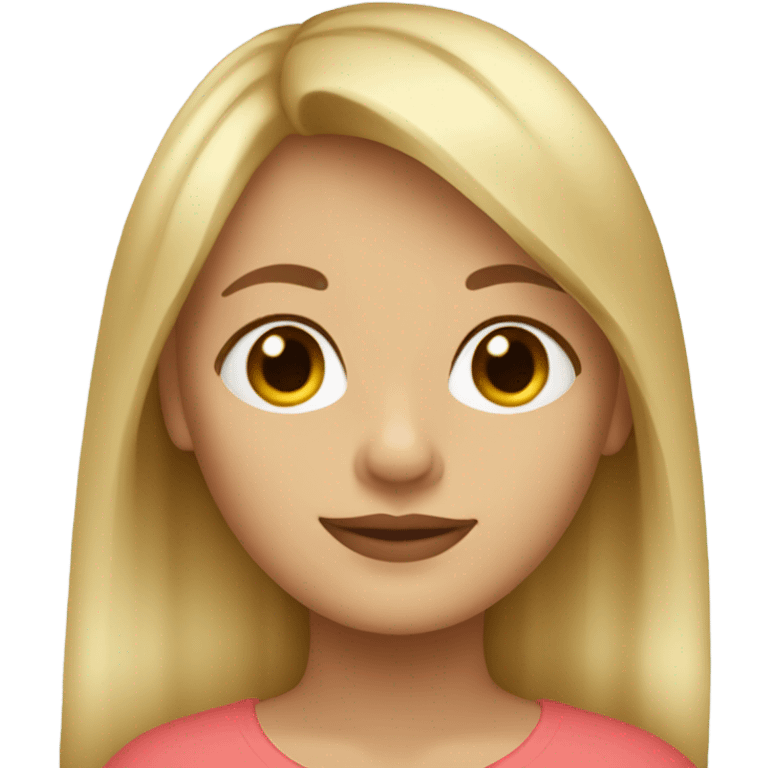 Blonde girl with brown eyes and curtain bangs emoji