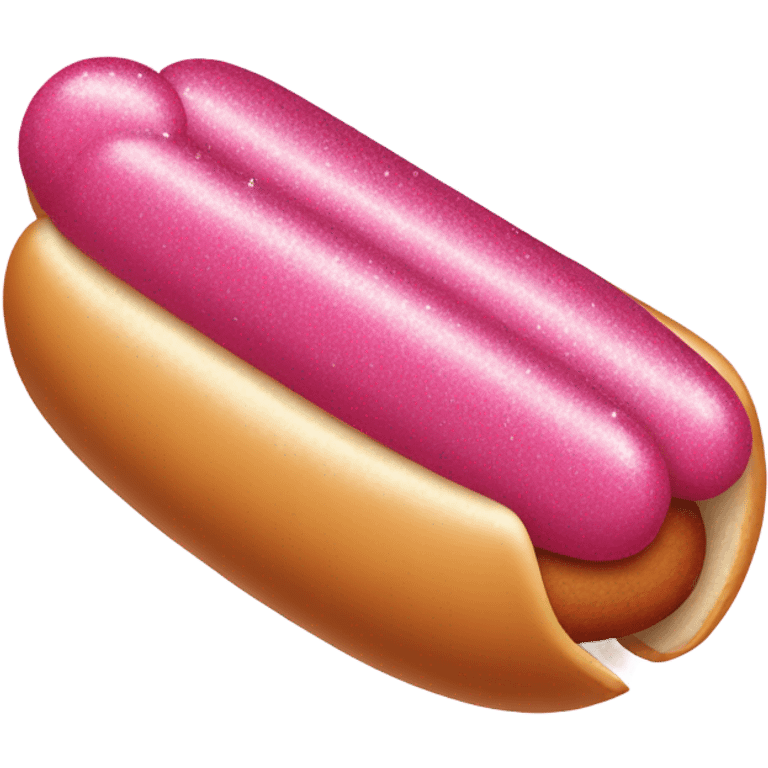 Pink glittery hot dog with pink emoji