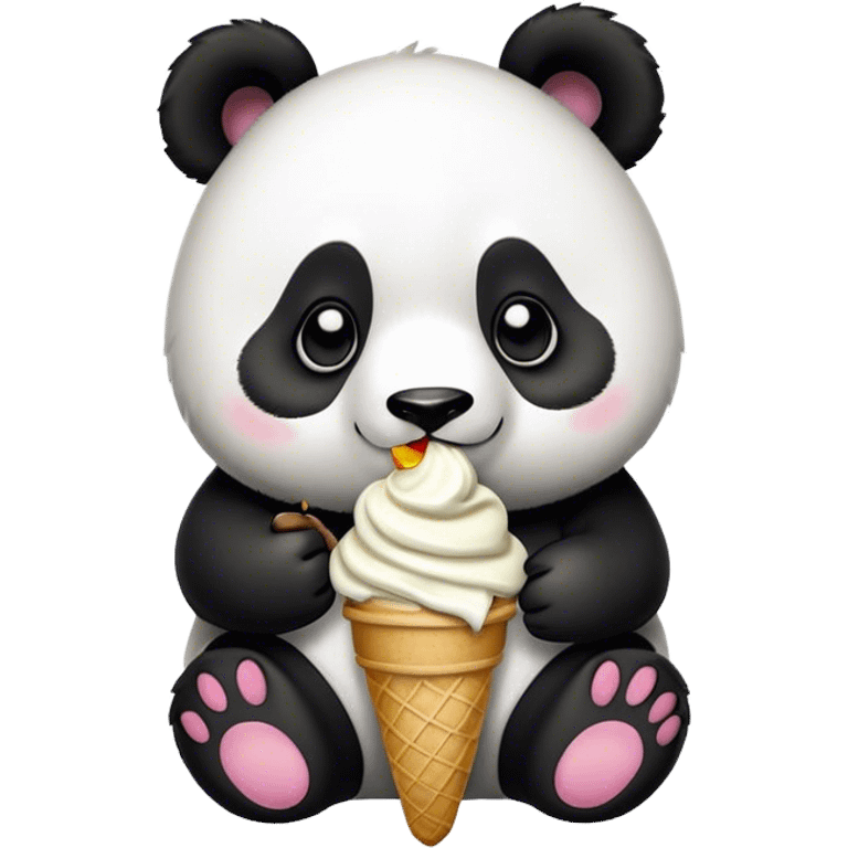 Panda eating ice cream emoji