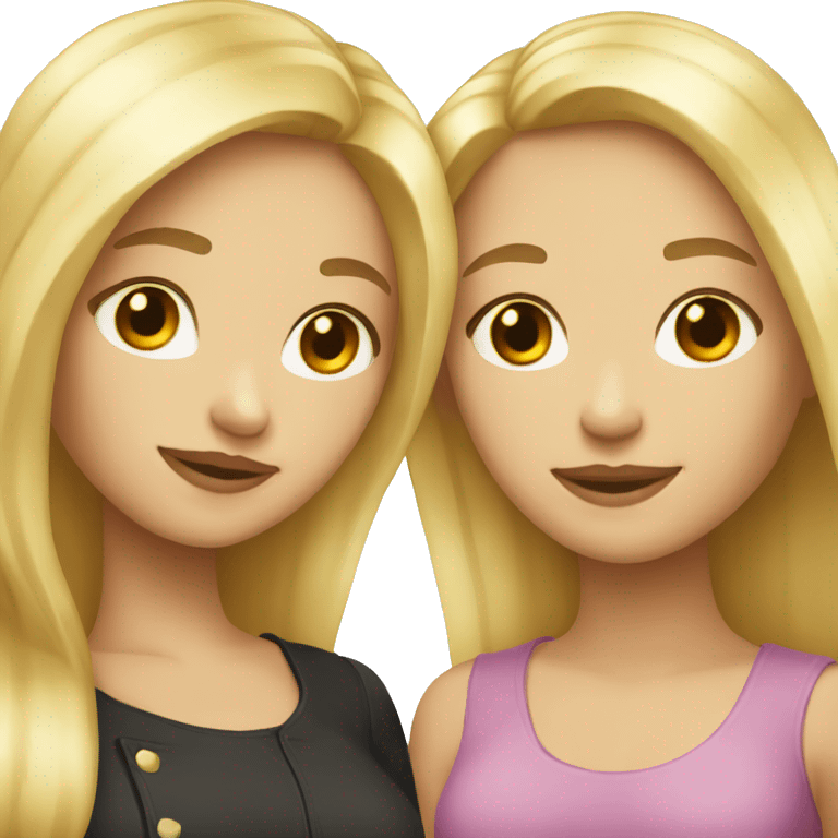 blonde and brunette girl bestfriends emoji