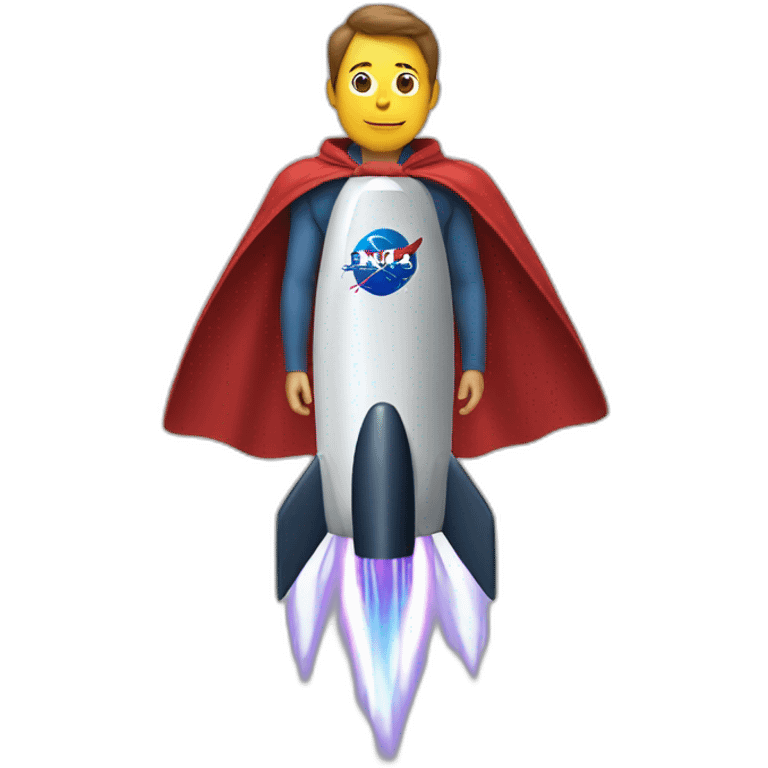 person on a rocket dressed in a cape emoji