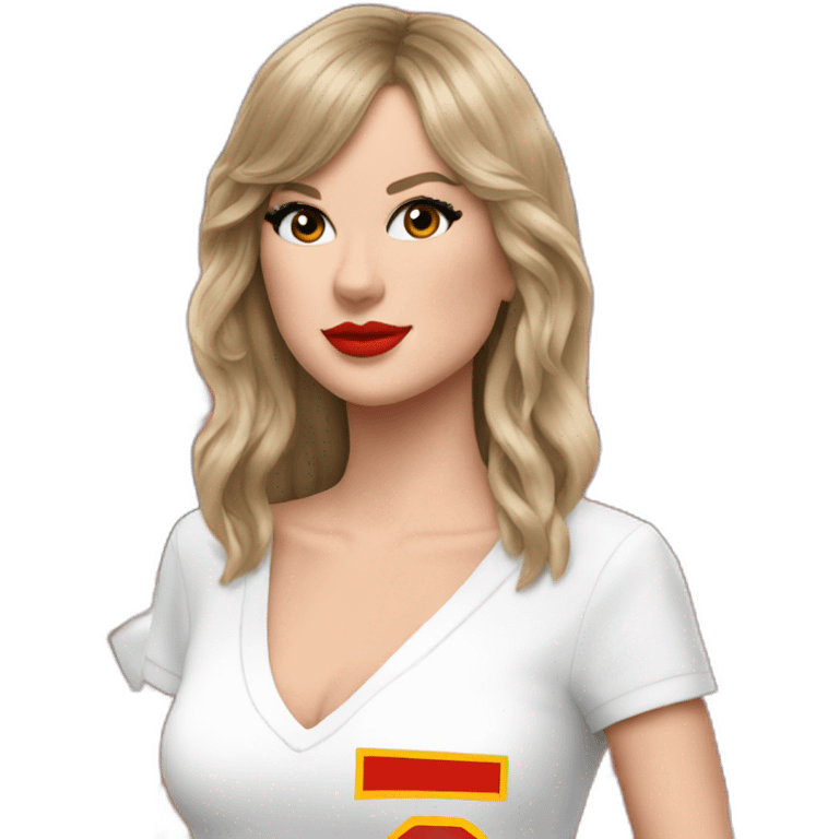 taylor swift with straight hair at the chiefs game emoji