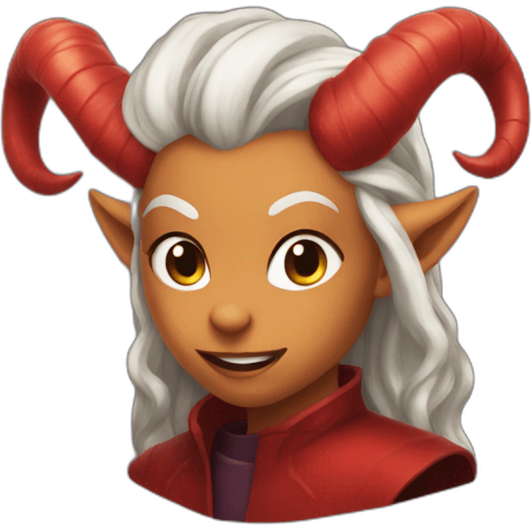 red tiefling speaking fluent giantt emoji