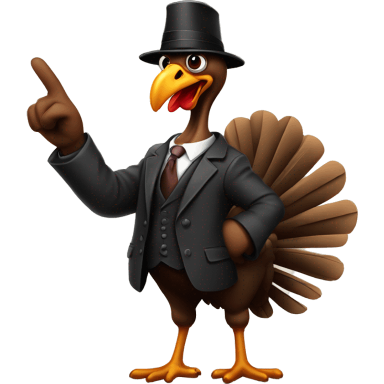 Gangster turkey with flipping the bird emoji