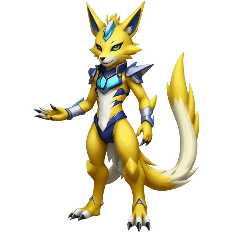  Cool Edgy Shiny Futuristic Ethereal Legendary Zeraora-Digimon-Renamon-hybrid full body emoji