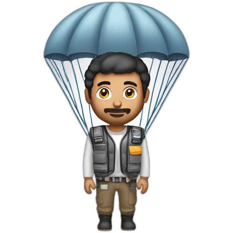 Arab Man with electrical vest in a parachute emoji