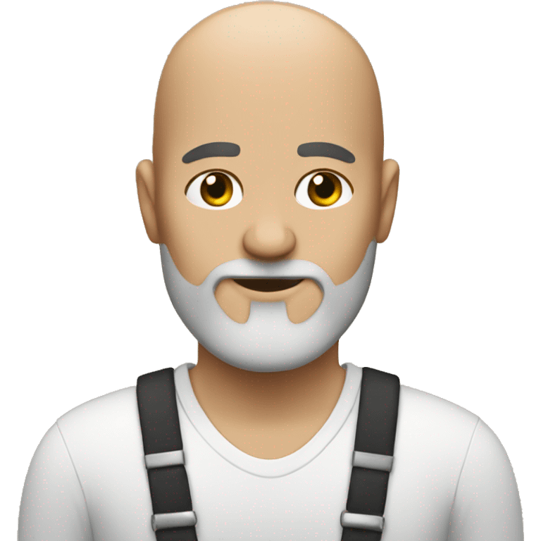 Bald man with a beard and a black and White chat emoji