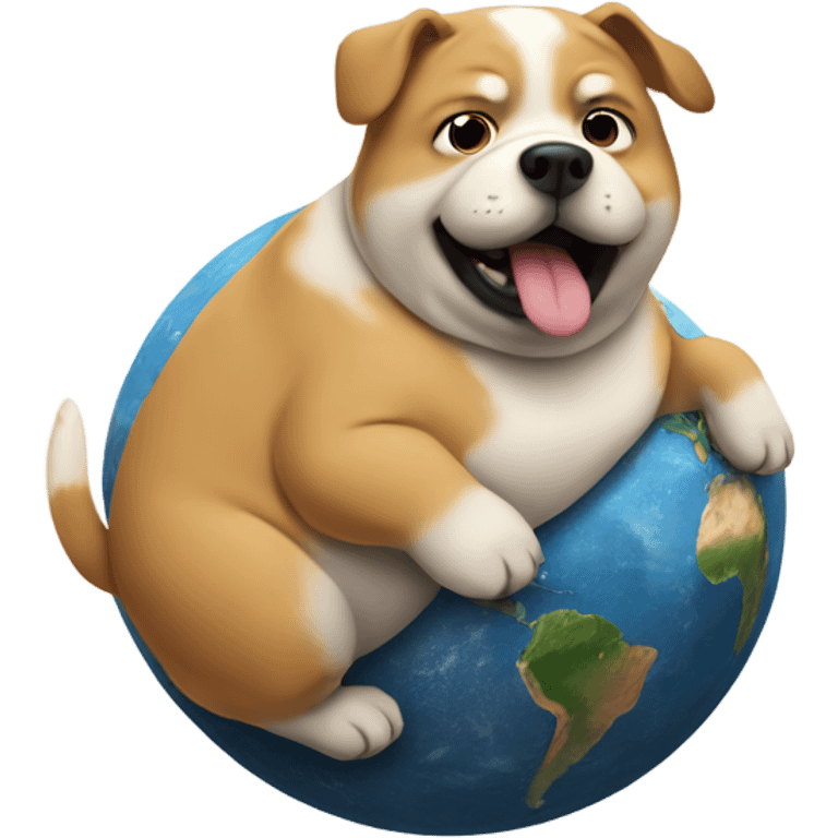 fat dog breaking earth emoji