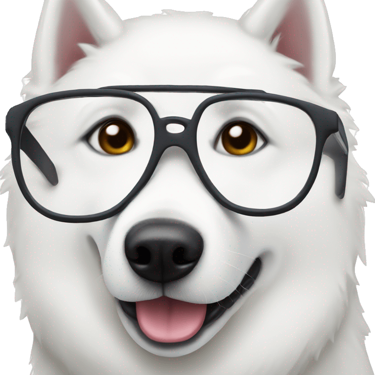 White husky with glasses emoji