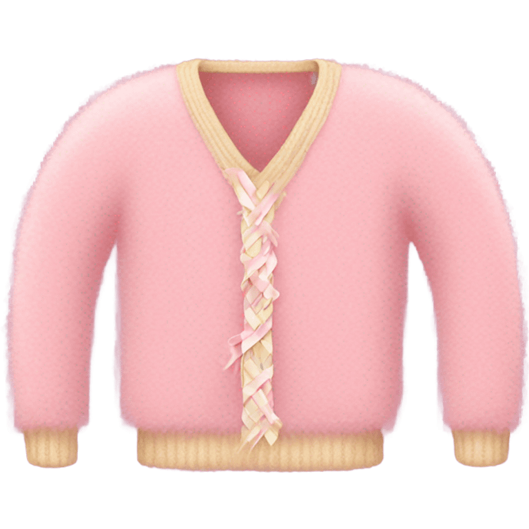 Light pink fuzzy sweater with ribbons   emoji