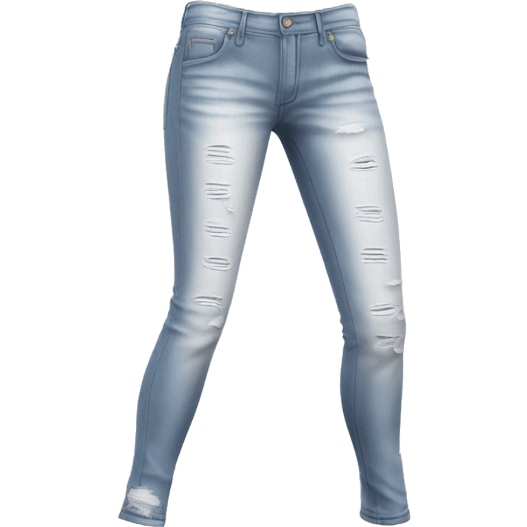 Realistic isolated pair of white distressed ripped fashion jean jegging pants. emoji