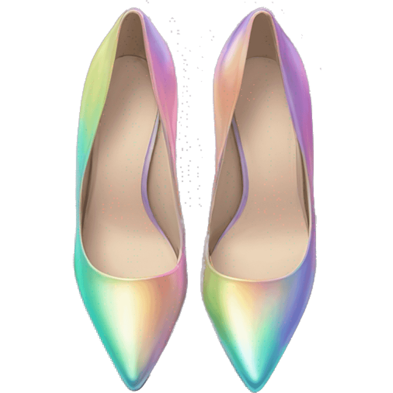 Realistic isolated top view of a pair of pastel iridescent pointed toe high heel shoes. emoji