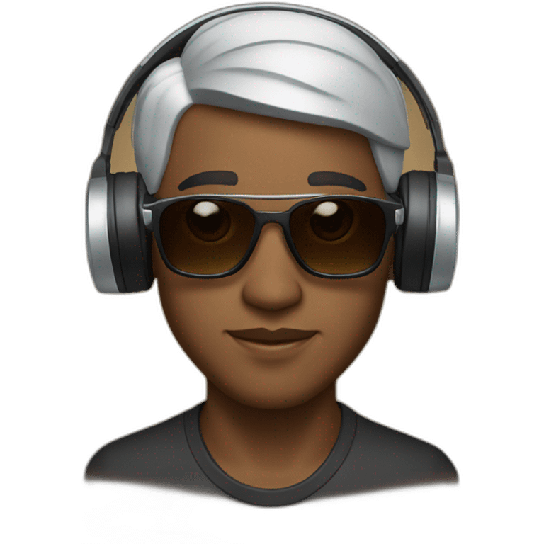 brown guy with mid fade sunglasses and dj headset emoji