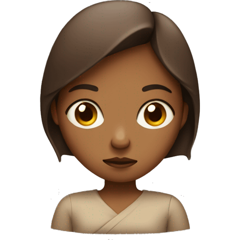 girl with brown her with folded arms and grumpy face emoji