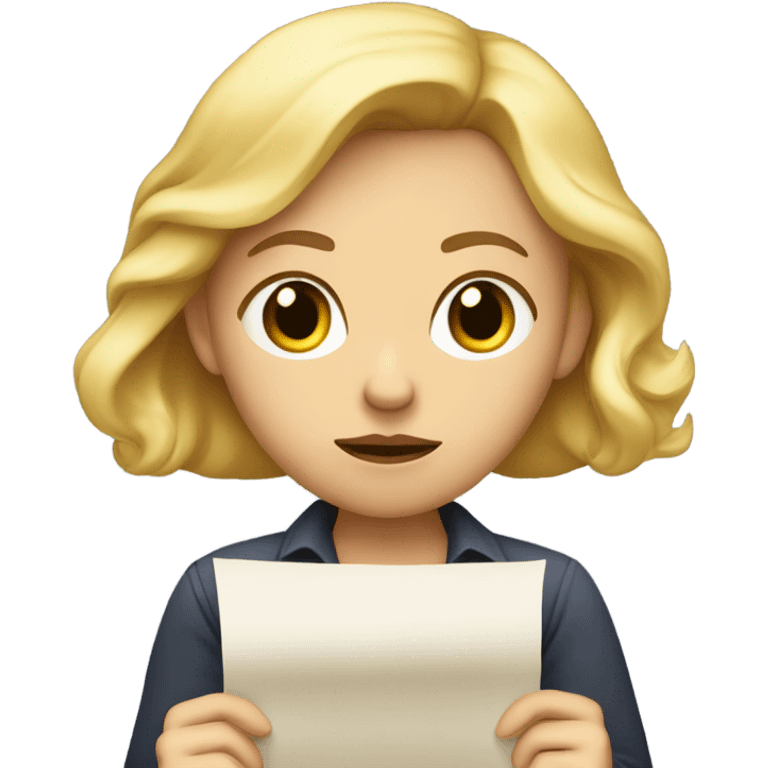 blondie woman with doubts reading a paper in their hands emoji