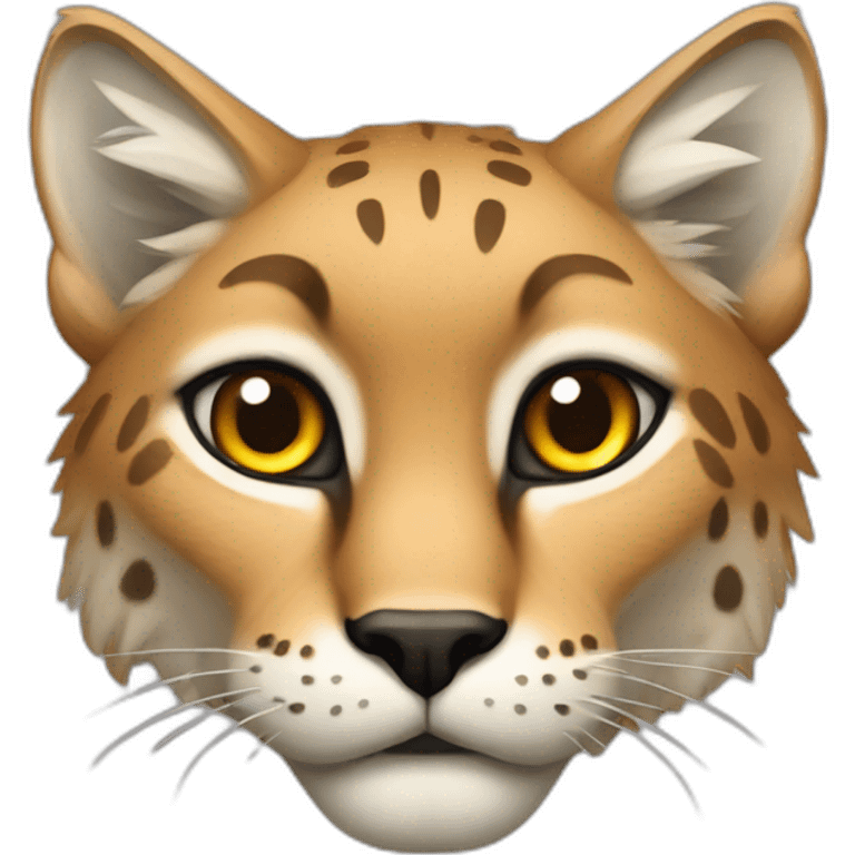 A lynx with an "M" shaped body emoji