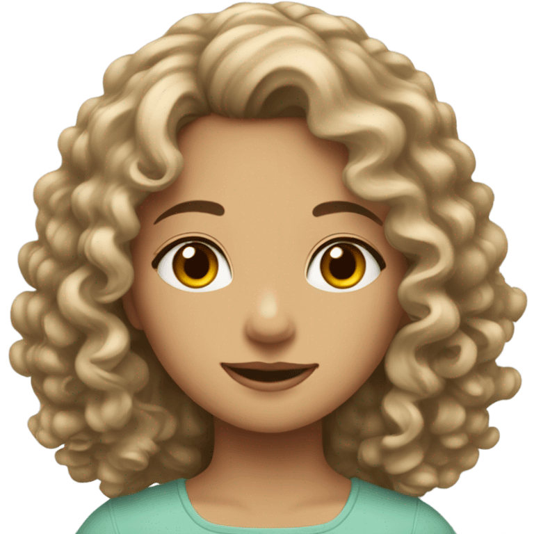 Medium fair girl curly to wavy hair sharp eyes pretty emoji