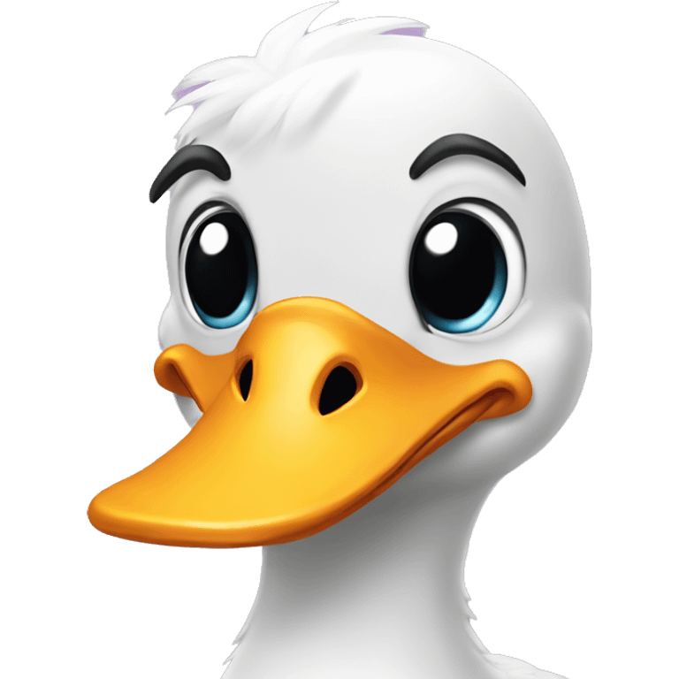 duck with a cute bow and eyelashes  emoji