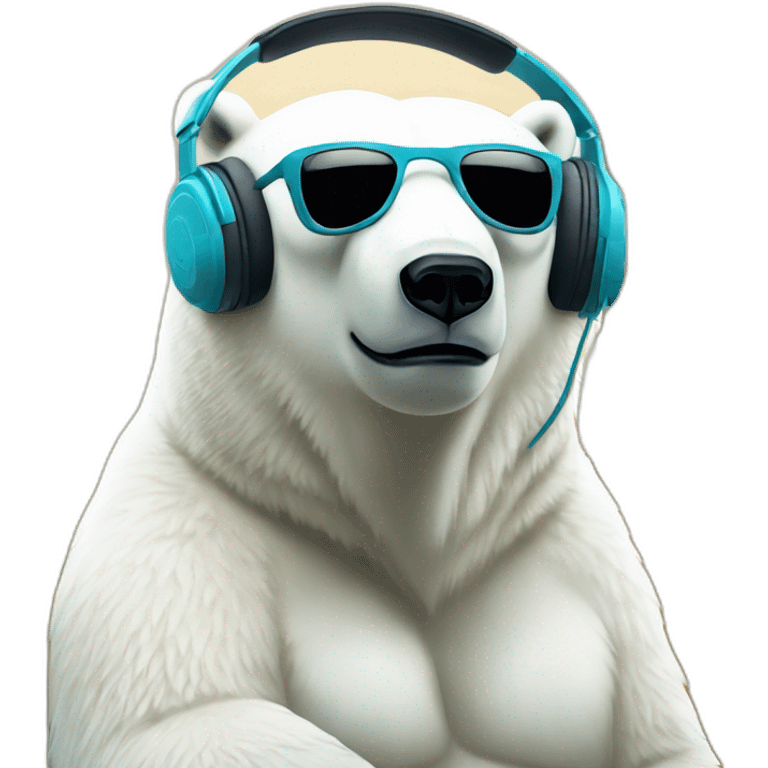 Polar bear in a park listening to music with headphones emoji