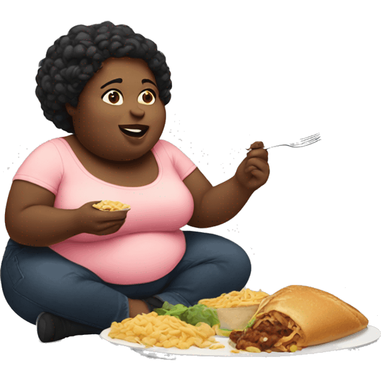 fat black woman eating food emoji