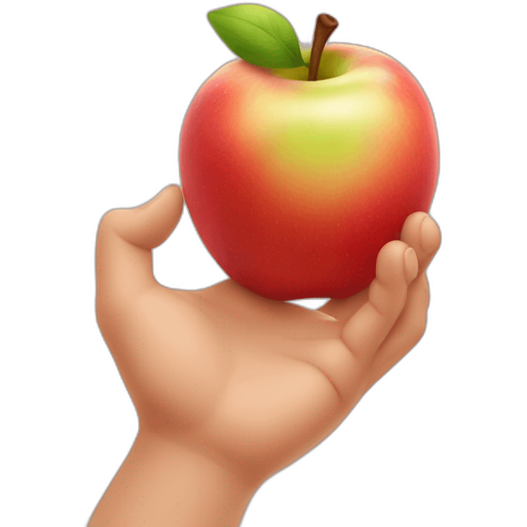 Baby hand holding apple emoji