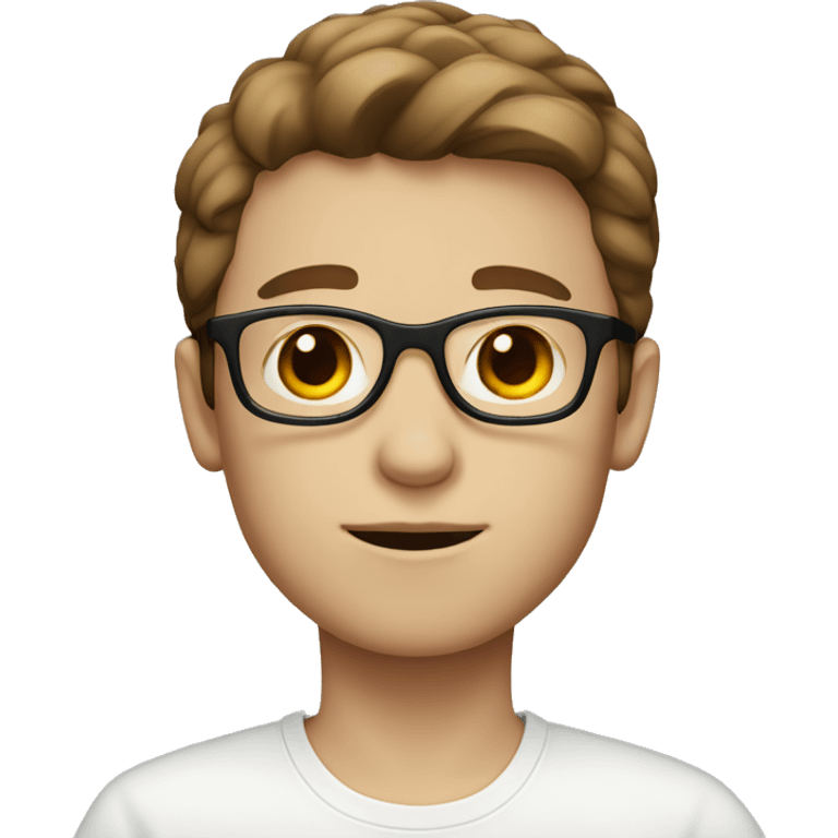 Boy with dark red glasses white skin and brown hair emoji