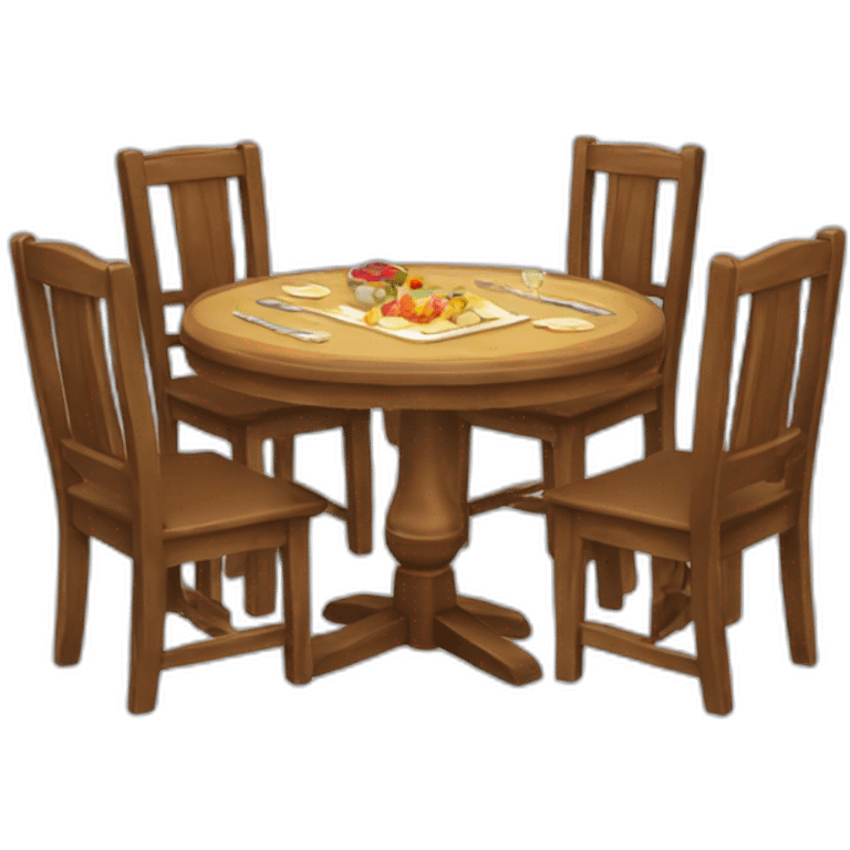 Table for 4 people . Group of Kazakhs there emoji