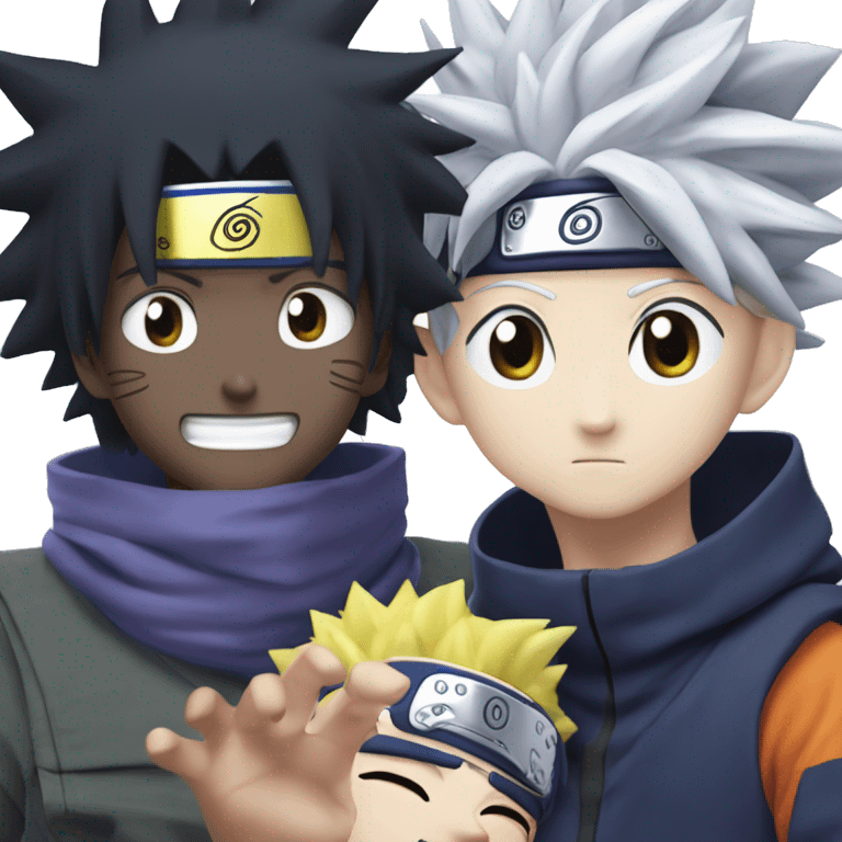 tanjiro with killua zoldick with naruto emoji