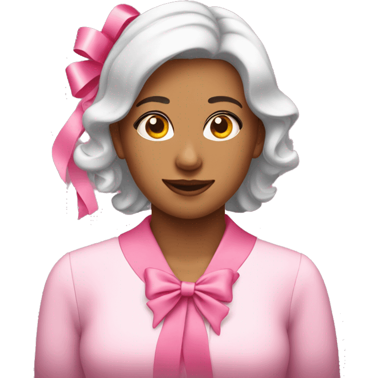 pretty fabulo lady wearing pink ribbons emoji