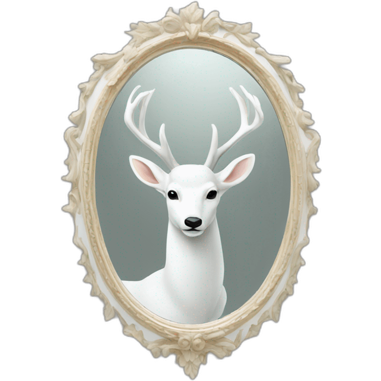 white deer reflected on the mirror emoji