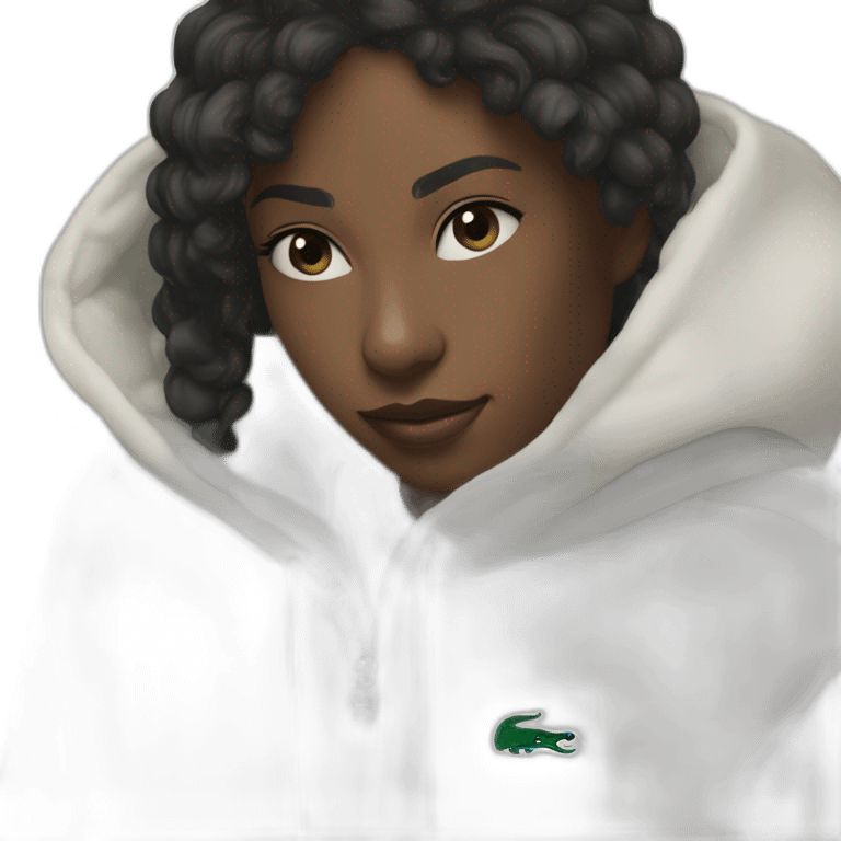 Lacoste tênis black girl with white lacoste hoodie emoji