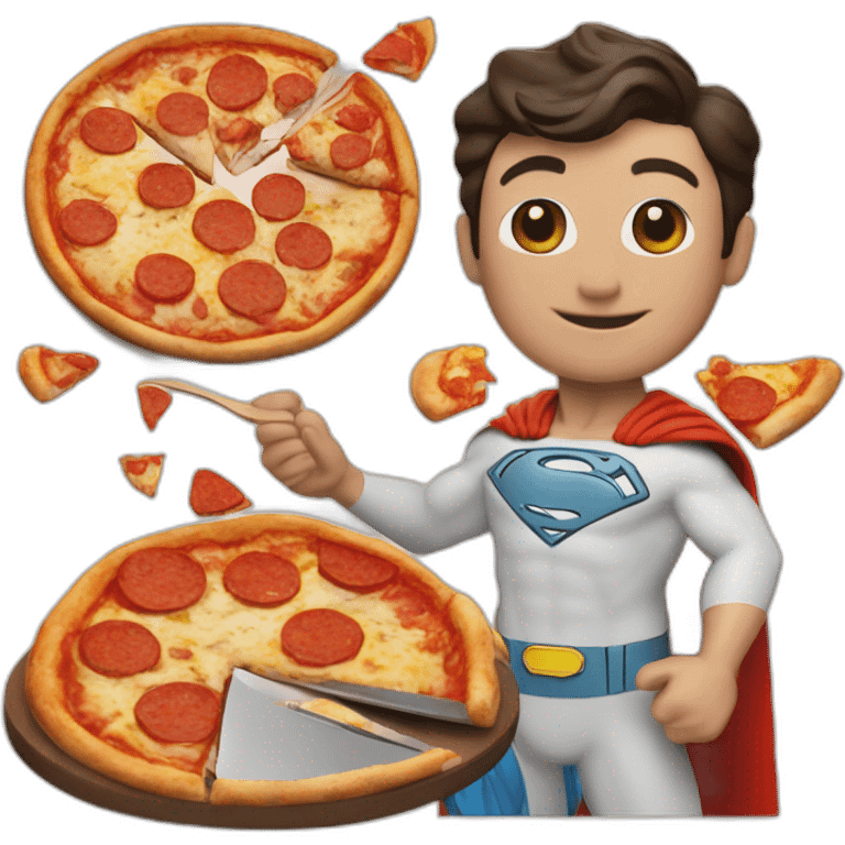 Superman cooking pizza emoji