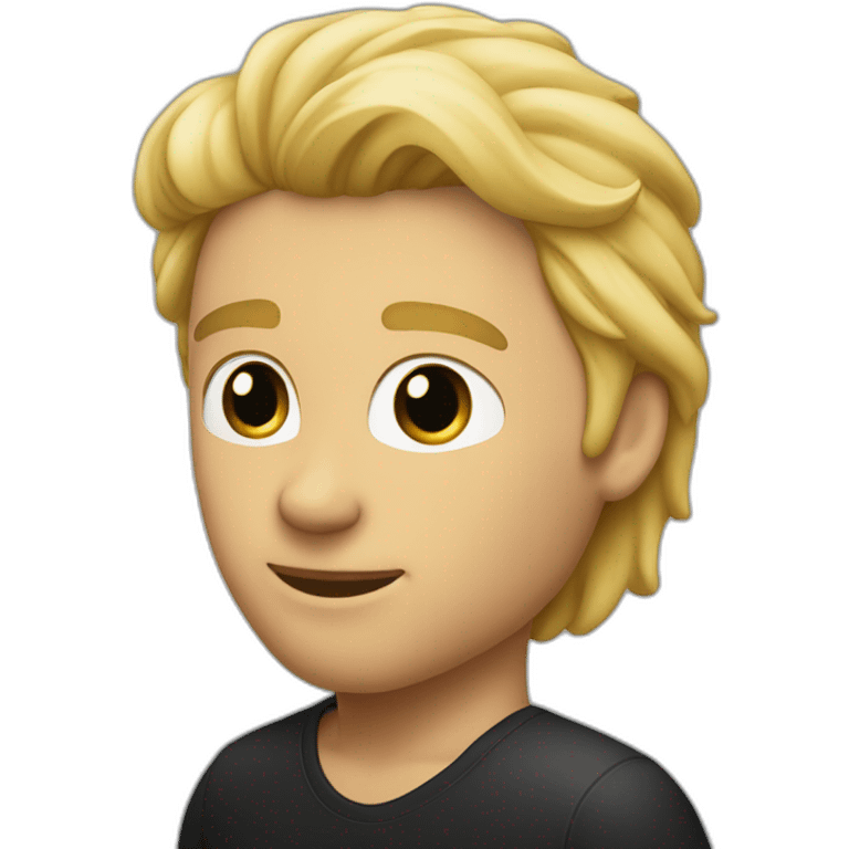 Homme noir avec une teinture blond et une boucle d’oreille emoji