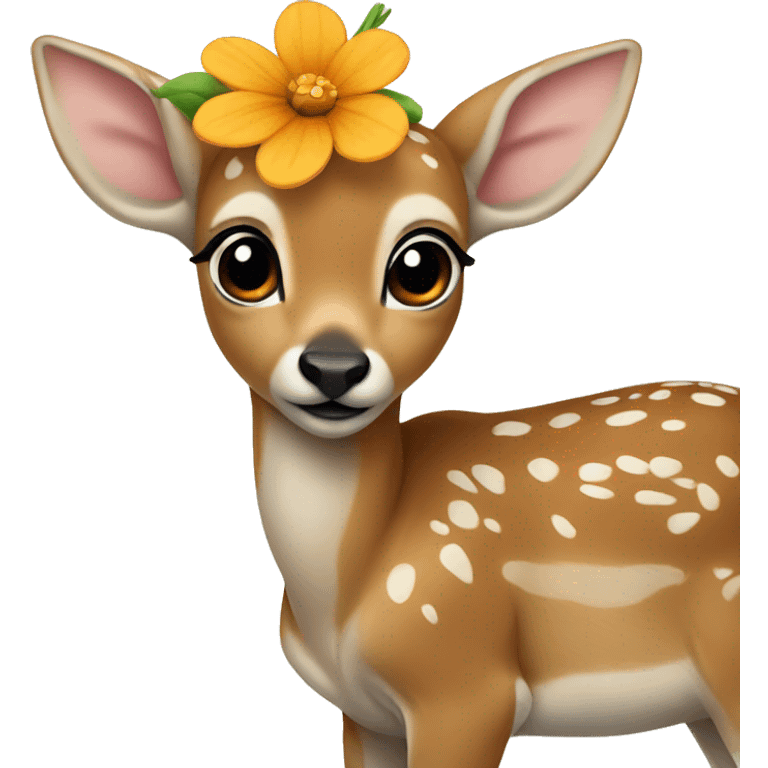 fawn with a flower emoji