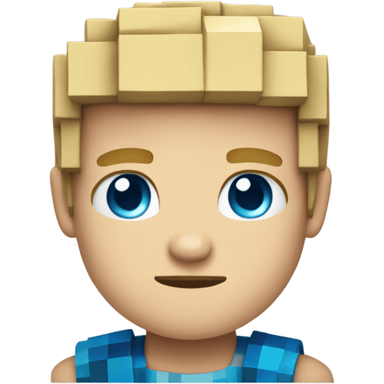 Blond boy with blue eyes and Minecraft shirt emoji