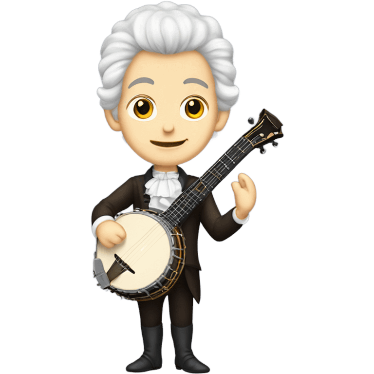 Wolfgang Mozart chibi wig standing young 5-string banjo emoji