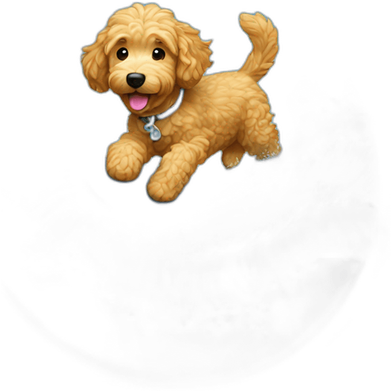 Goldendoodle riding a wave emoji