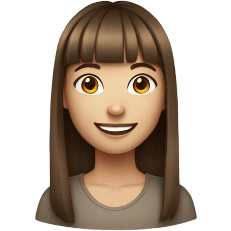 Smiling girl with brown hair and bangs and nose ring emoji