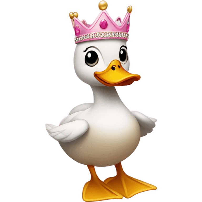 Duck with pink tutu and crown emoji