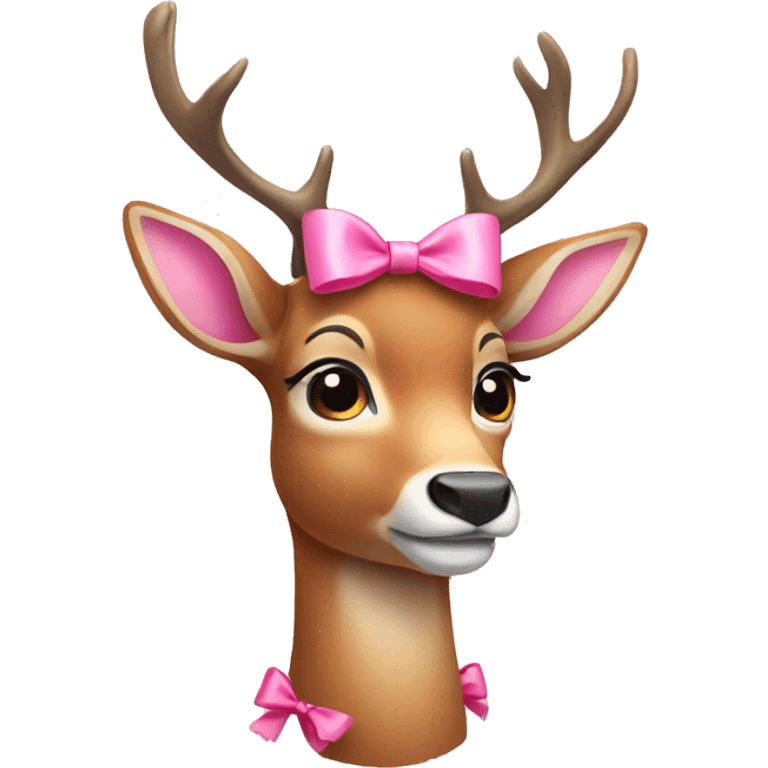 A deer with a pink bow on her neck emoji