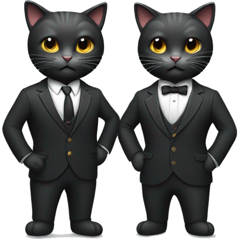 2 well dressed dark cats wearing heaphones and suits emoji