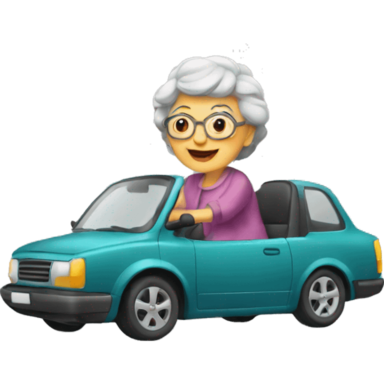 Granny in a big car emoji