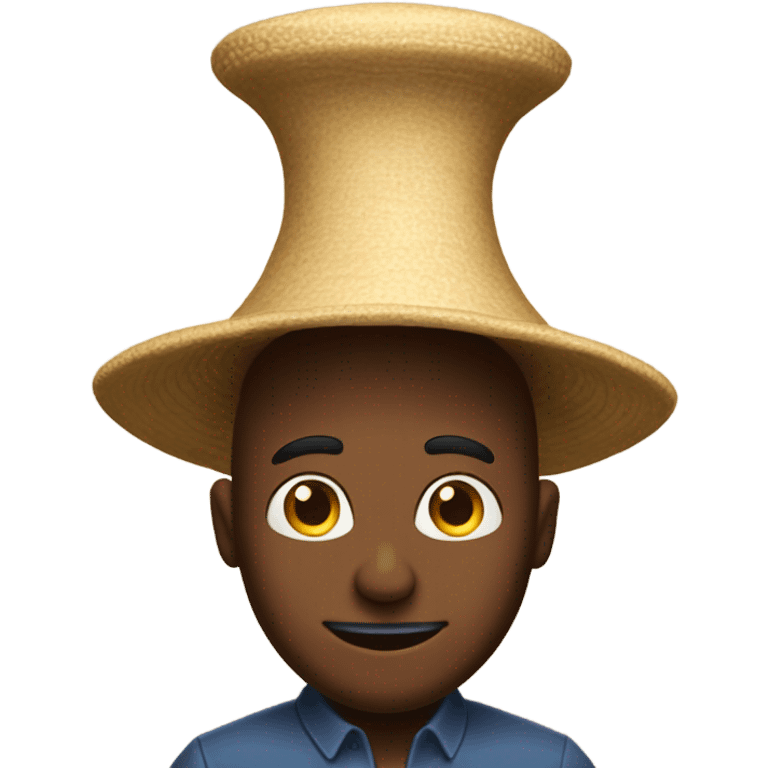 a man with a reverse funnel hat  on his head to show his stupidity emoji