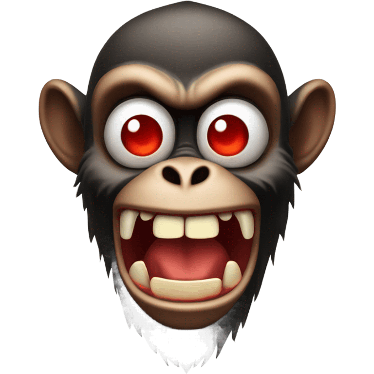 Evil monkey with red eyes and sharp teeth emoji