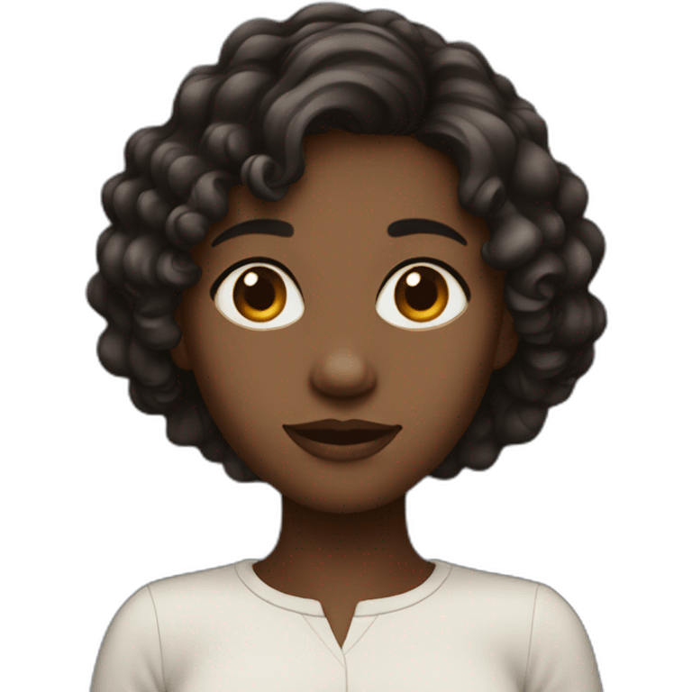 medium dark girl with short wavy dark hair emoji