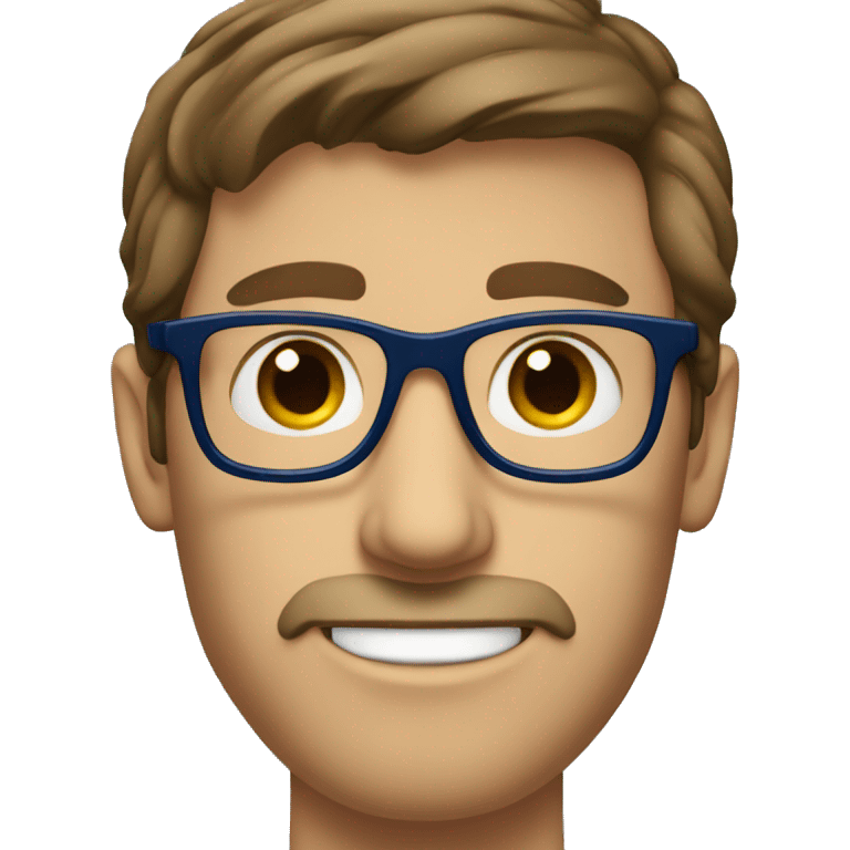 man with brown hair sidepart and blue eyes wearing glasse emoji