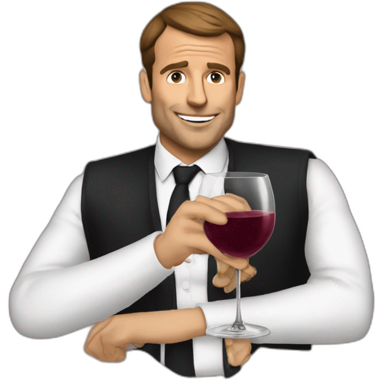 Macron with wine and croissant emoji