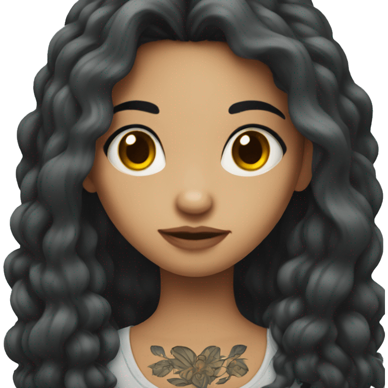 Long dark hair girl with tattoos emoji